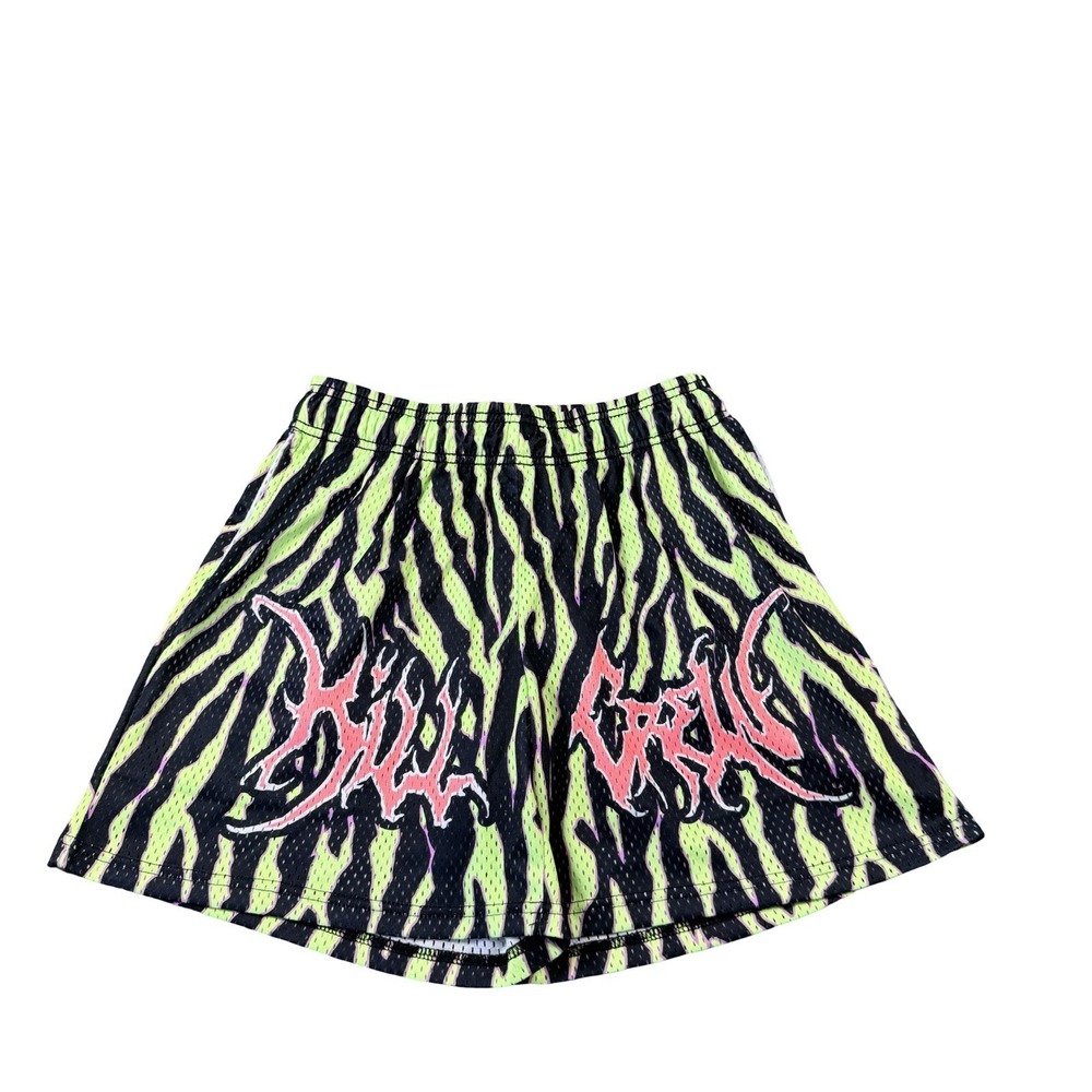 Killcrew Black Green Spellout Flame Print Men's Mesh Short Size Small Mint
